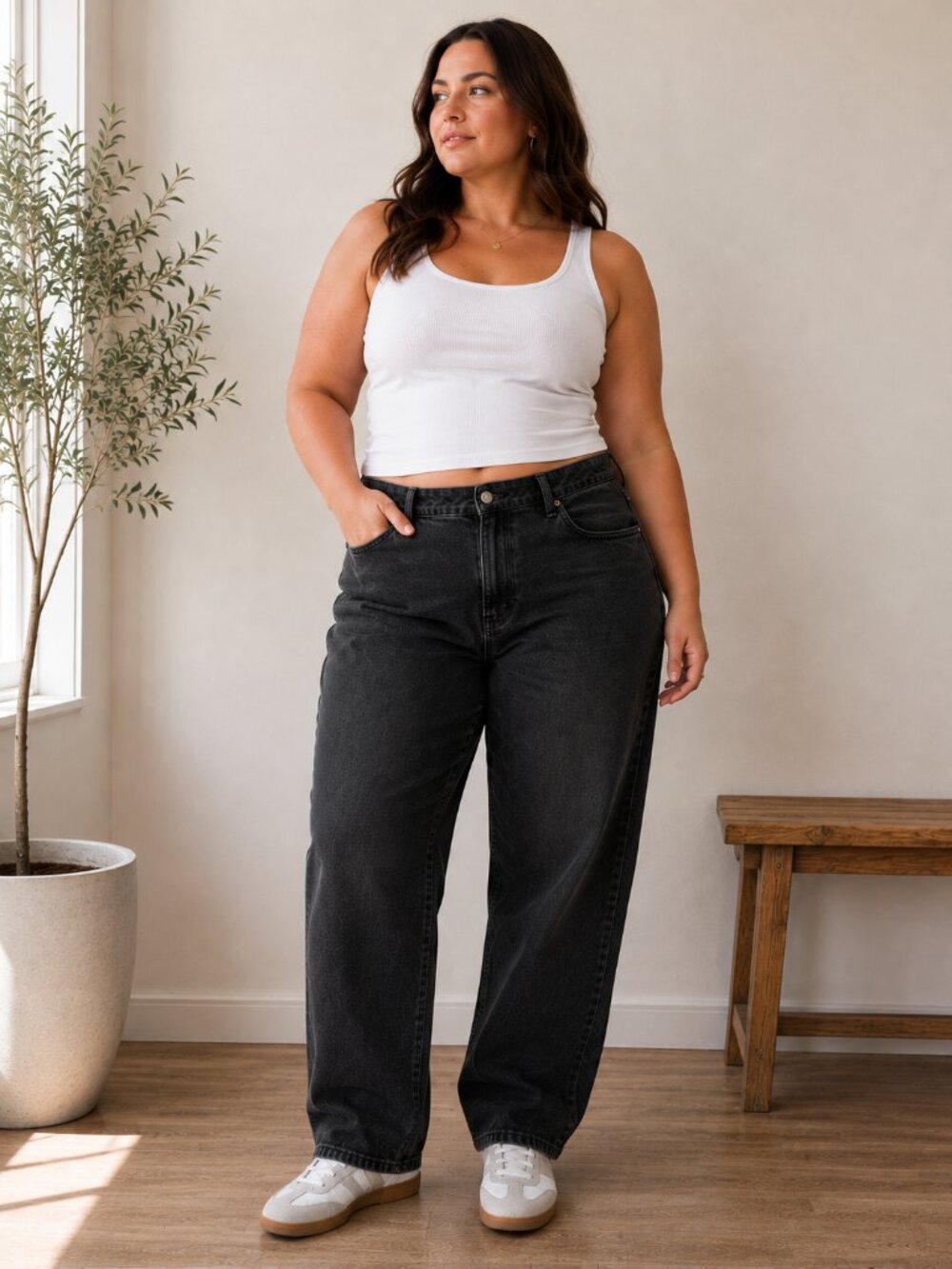 Abercrombie & Fitch Curve Love 90s Relaxed Jeans 34/18 High Rise Black